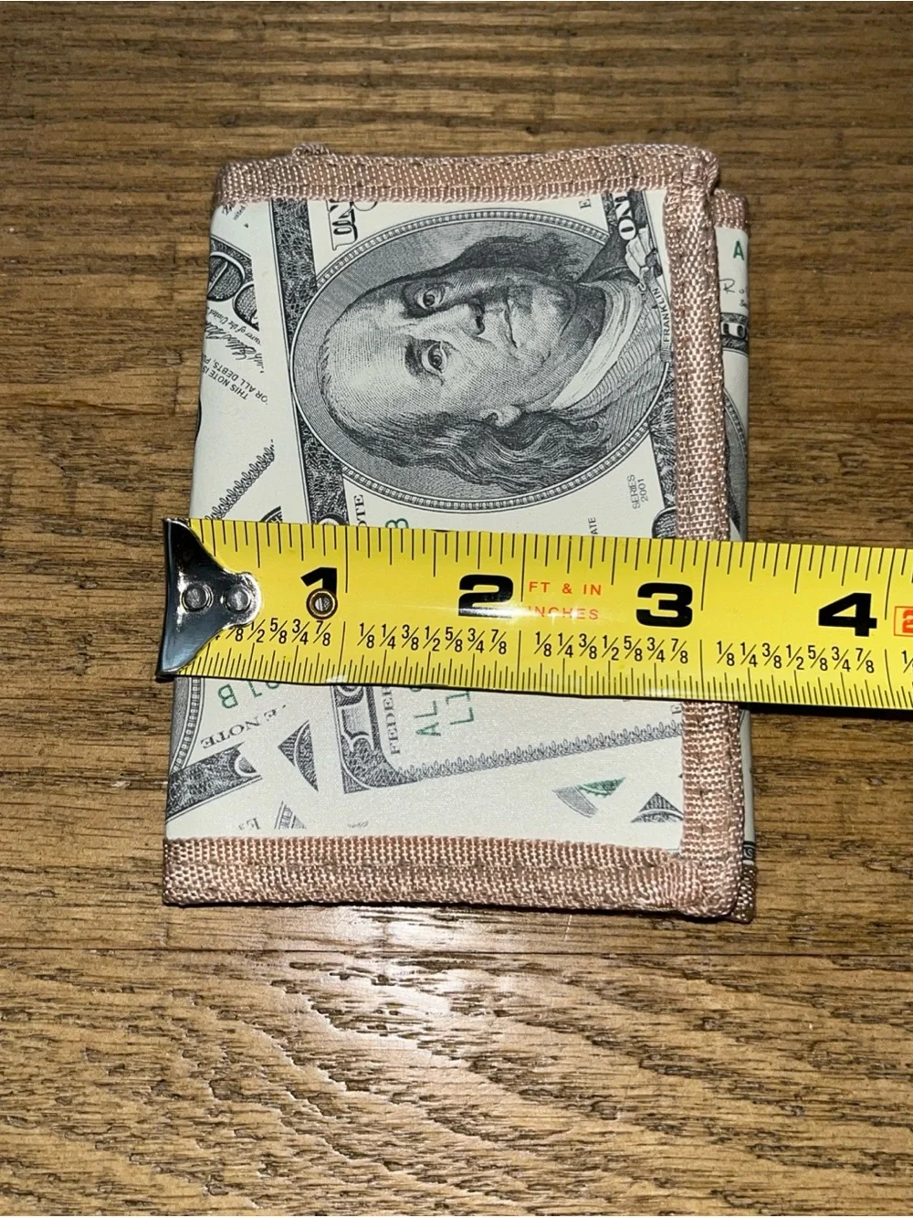 Benjamin Franklin Green & Tan Money Print Wallet